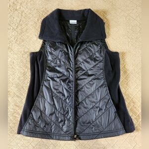 Womens Columbia Black Quilted Vest with Fleece Panels Sz LG